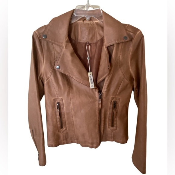 Mac studio Faux Leather Jacket - Camel/Brown - size M, NWT - Picture 2 of 7